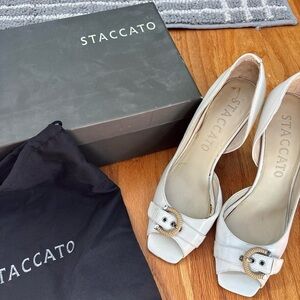 Staccato Cream Peep-Toe Heels